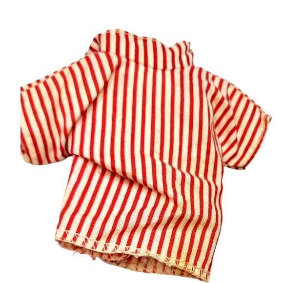 1960's Vintage Ideal Toy Tammy's Dad's Red & White Striped Button Up Shirt - Picture 2 of 4